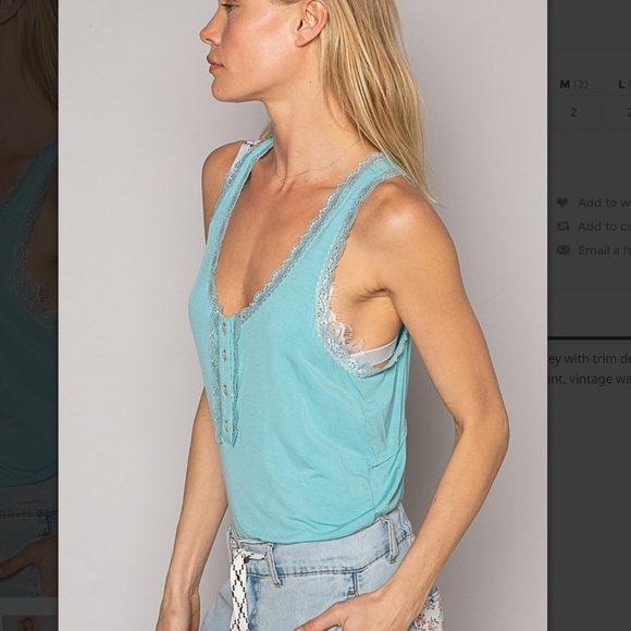 POL “ Sadie ” POL Jersey Tank Top with Lace Trim Detail 68 - Picture 3 of 5